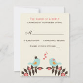 Love Birds Wedding RSVPカード (正面)