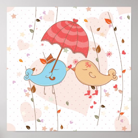 Love Birds Wedding Valentines ポスター (正面)
