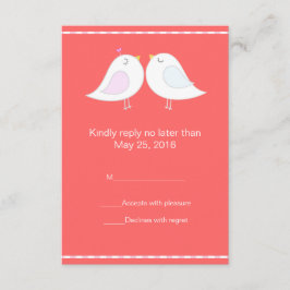 Love Birds with Red Background RSVPカード