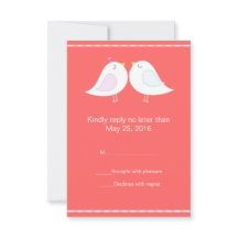 Love Birds with Red Background RSVPカード