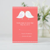 Love Birds with Red Background RSVPカード (スタンド正面)