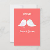 Love Birds with Red Background RSVPカード (裏面)