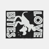Love Bites Dinosaur Valentine  フリースブランケット (正面(横))