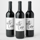 Love Black and White Script Wedding Labelsを使用 ワインラベル (ボトル)