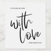 Love Black and White Script Wedding Labelsを使用 ワインラベル (シングルラベル)