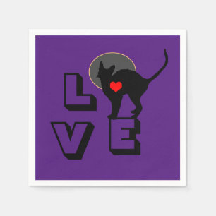 LOVE & Black Cat -大ファン/動物のファッション スタンダードカクテルナプキン