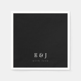Love Black & White エレガント Monogram結婚's スタンダードカクテルナプキン