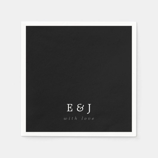 Love Black & White エレガント Monogram結婚's スタンダードカクテルナプキン (正面)