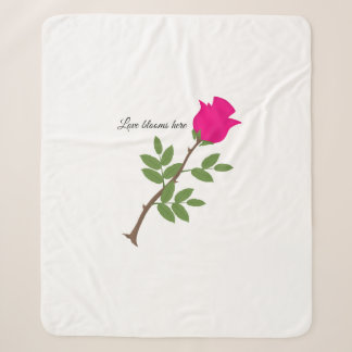 Love Blooms Here Retro Pink Rose Sherpa Blanket シェルパブランケット