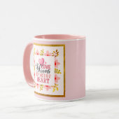 Love Blooms in a Mother's Pink Heart Floral  マグカップ (正面左)