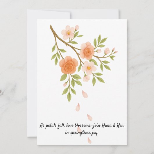 Love blossoms like spring petals. 招待状 (正面)