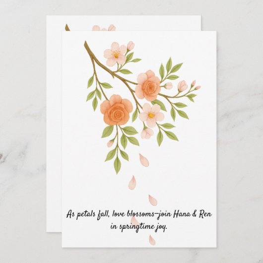 Love blossoms like spring petals. 招待状 (正面/裏面)