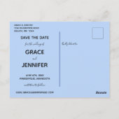 LOVE Blueをテーマにした同性の結婚式デートを保存 ポストカード (裏面)