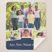 Love Blueカスタムが必要な写真コラージュ シェルパブランケット (正面)