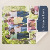 Love Blueカスタムが必要な写真コラージュ シェルパブランケット (正面(横))