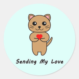 Love Blue背景ステッカーの送信 ラウンドシール