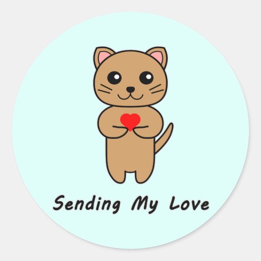 Love Blue背景ステッカーの送信 ラウンドシール (正面)