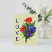 Love Blue Iris Flower Bouquet  ポストカード (スタンド正面)
