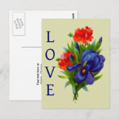 Love Blue Iris Flower Bouquet  ポストカード (正面/裏面)