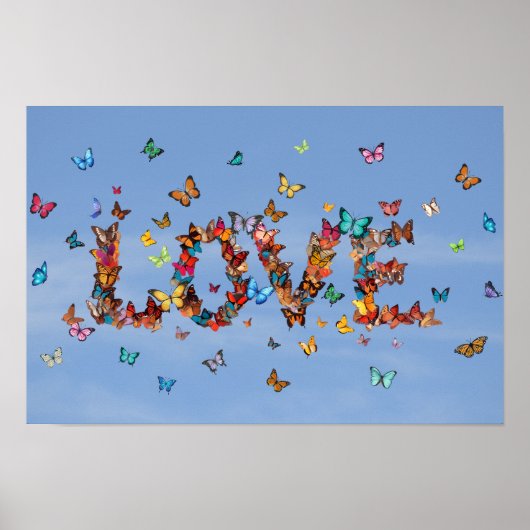 LOVE Blue Sky Butterflies | Inspirational Hope Art ポスター (正面)
