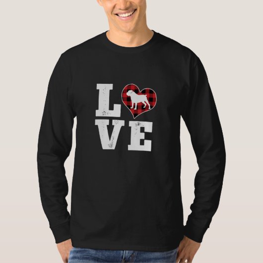 Love Boerboel Dog Lover Gifts Buffalo Plaid Valent Tシャツ (正面)