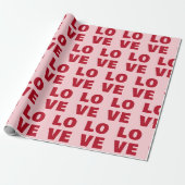 Love Bold Typography Pink & Red Gift ラッピングペーパー (アンロールド)