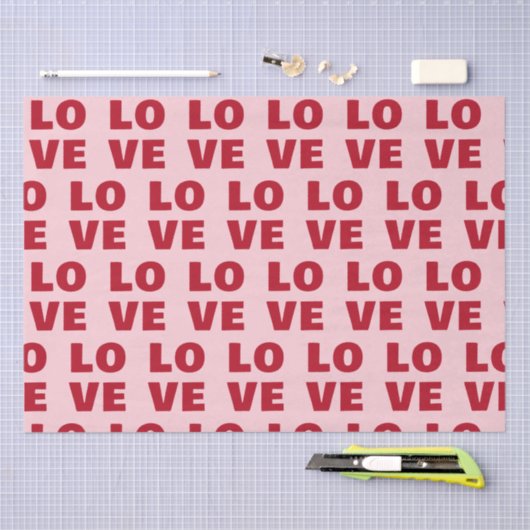 Love Bold Typography Pink & Red Gift 薄葉紙 (クラフト)