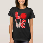 LOVE Bowling Ball & Pins Group Matching Valentine  Tシャツ (正面)