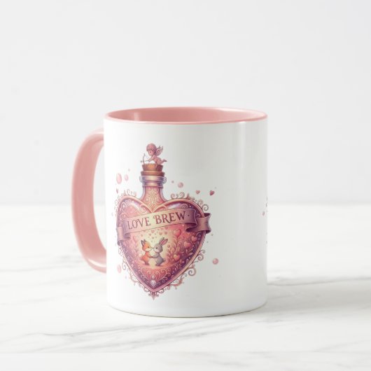 "Love Brew" Vintage Heart Potion Coffee Mug マグカップ (正面左)