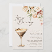 Love Brewing Floral Coffee Martini Bridal Shower 招待状 (正面)