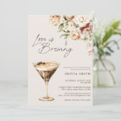 Love Brewing Floral Coffee Martini Bridal Shower 招待状 (スタンド正面)