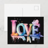 Love Buchstaben in Pastellfarben 3D インビテーションポストカード (正面/裏面)