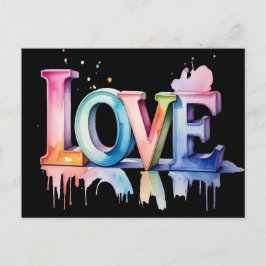 Love Buchstaben in Pastellfarben 3D インビテーションポストカード