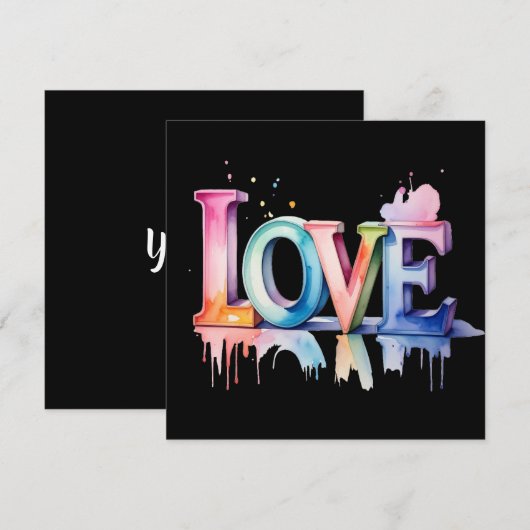 Love Buchstaben in Pastellfarben 3D 招待状 (正面/裏面)
