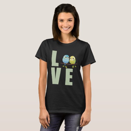 Love Budgie Mom Budgerigar Parakeet Bird 14 Tシャツ (正面フル)
