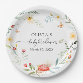 Love Bugワイルドフラワーベビーシャワー ペーパープレート