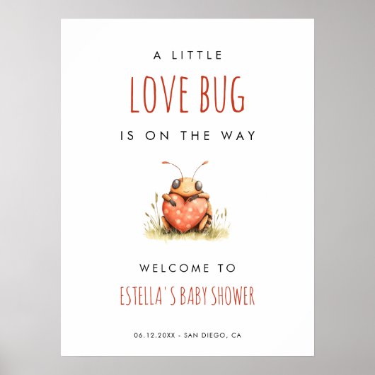 Love Bug Baby Shower Welcome ポスター (正面)