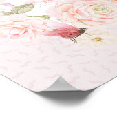 Love Bug Blush Pink Floral Baby Shower Welcome  ポスター (角)