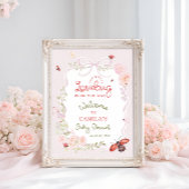 Love Bug Blush Pink Floral Baby Shower Welcome  ポスター