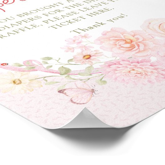 Love Bug Bow Girl Diaper Raffle ポスター (角)