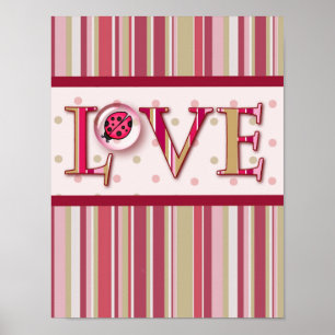 LOVE BUG BUBBLE & ストライプLOVES by SHARON SHARPE ポスター