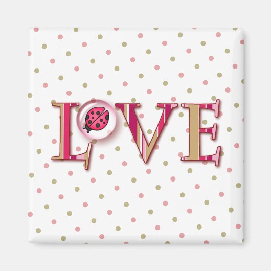 LOVE BUG BUBBLE & ストライプLOVES by SHARON SHARPE マグネット (正面)