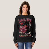 Love Bug Cat Valentine Sweatshirt – Cute Funny Cat スウェットシャツ (正面フル)