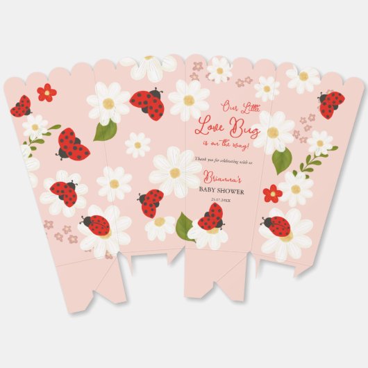 Love bug cute ladybug baby shower personalized フェイバーボックス (見開き)