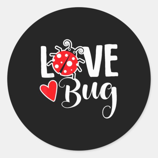 Love Bug Cute Valentine's Day Party Ladybug  ラウンドシール (正面)