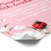 Love Bug Daisy Birthday Party Time Capsule Sign ポスター (角)