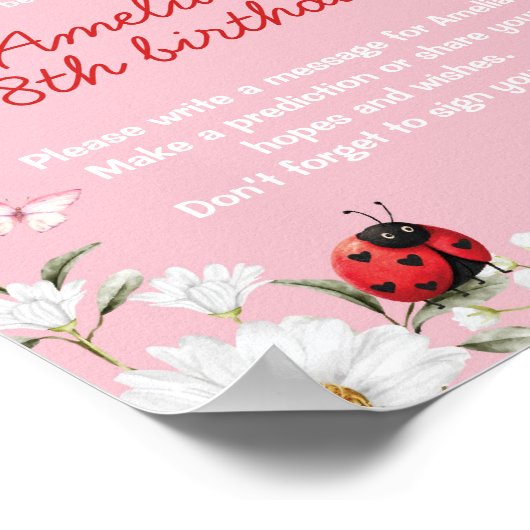 Love Bug Daisy Birthday Party Time Capsule Sign ポスター (角)