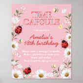 Love Bug Daisy Birthday Party Time Capsule Sign ポスター (正面)