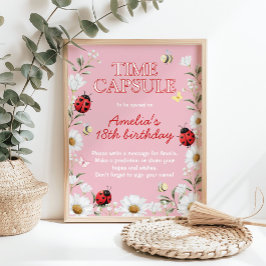 Love Bug Daisy Birthday Party Time Capsule Sign ポスター