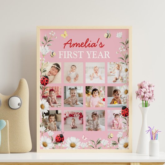 Love Bug Daisy First Year Photo Milestone Poster ポスター